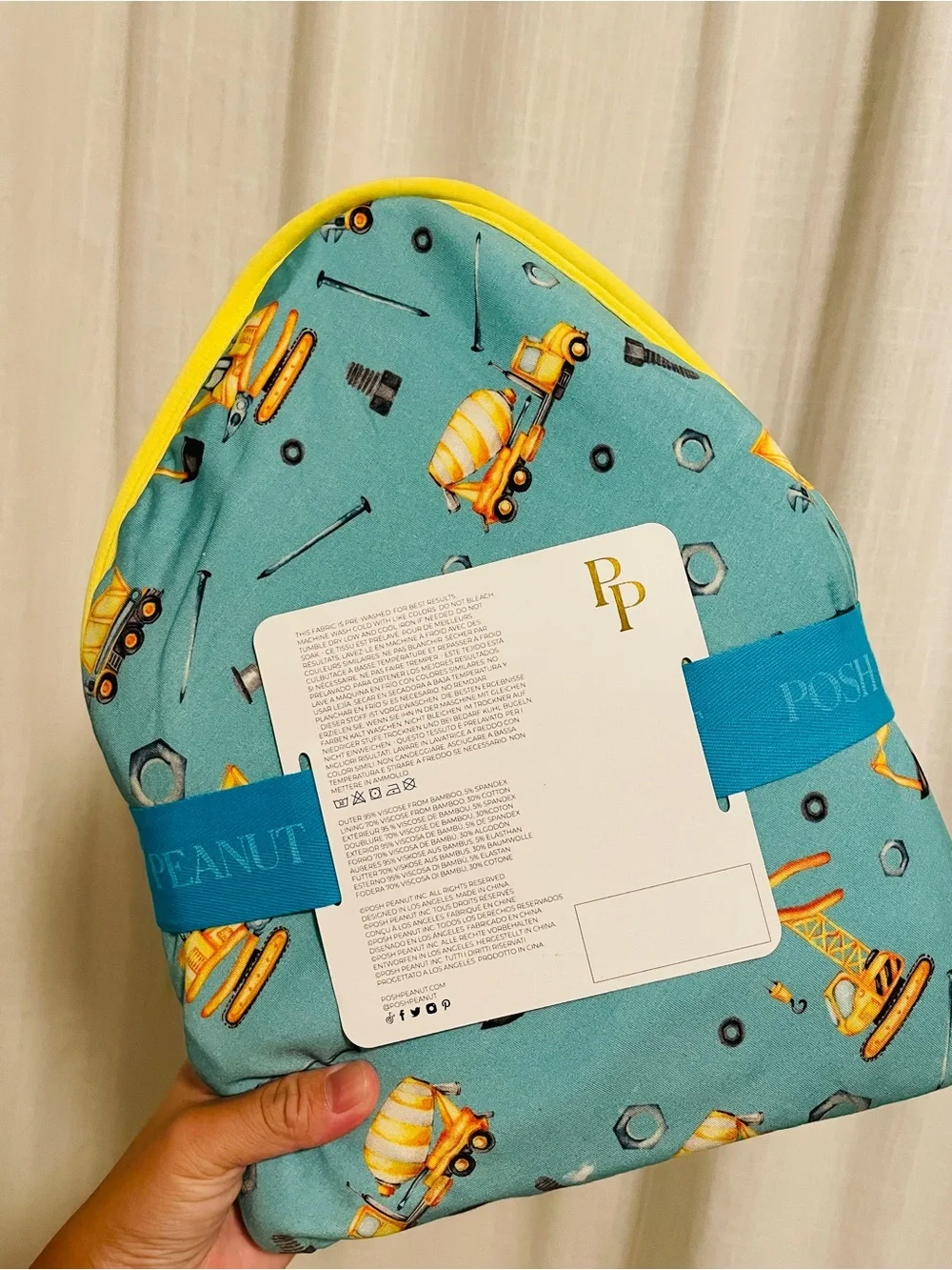 Posh Peanut Hooded Ruffled Towel construction print NWT